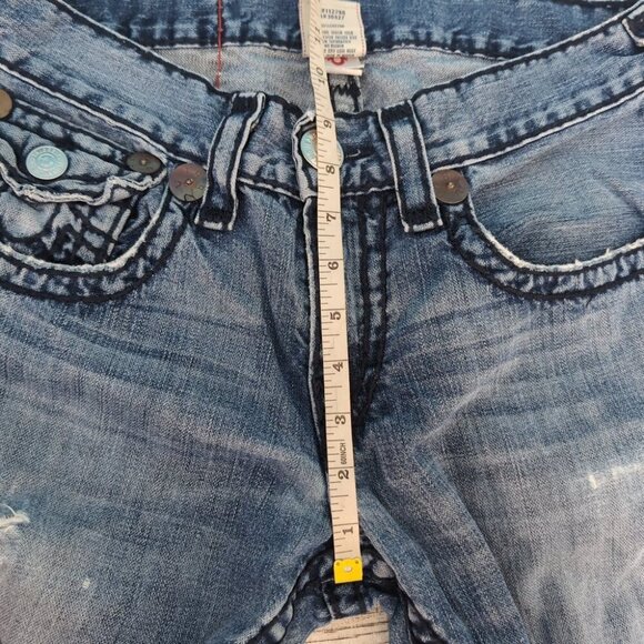 True Religion Distressed Flare Jeans Blue Denim Raw Hem – Women’s 32 - Picture 6 of 15